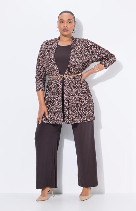 Actual product image Ulla Popken Matte Jersey Open Shape Leopard Print Jacket (42, 44)