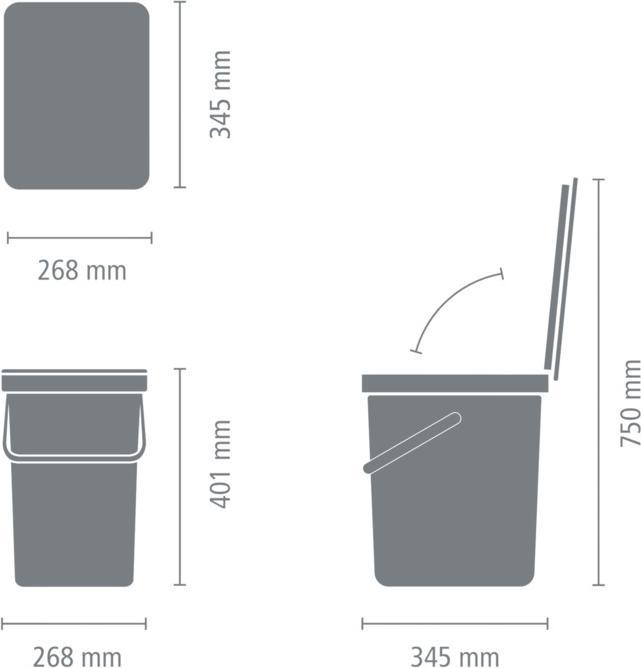 Immagine prodotto Brabantia Portarifiuti Sort & Go 25 l, grigio chiaro (25 l)