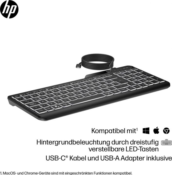 Actual product image HP 405 Multi-Device Backlit Wired Keyboard (DE)