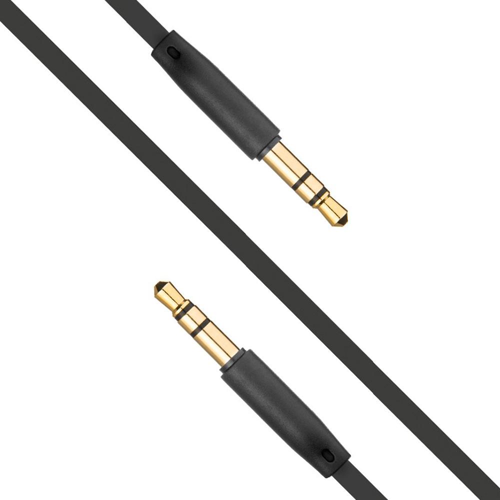 Fixed Flaches Audio-AUX-Kabel mit Anschlüssen 2 x 3,5 mm Klinke schwarz, Cavo audio