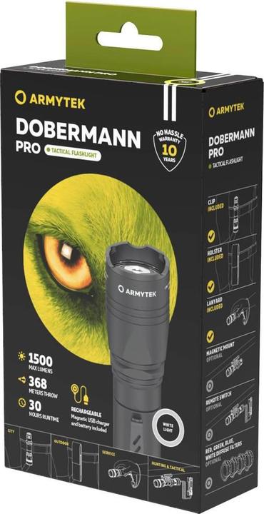 Produktbild ArmyTek Taschenlampe Dobermann PRO MAGNET USB taktische Taschenlampe (15 cm, 1500 lm)