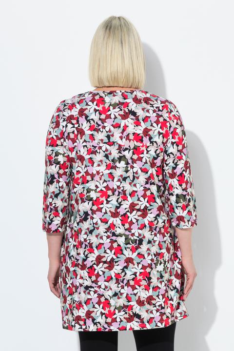 Produktbild Ulla Popken Longshirt, Blüten, A-Linie, V-Ausschnitt, 3/4-Arm (58)
