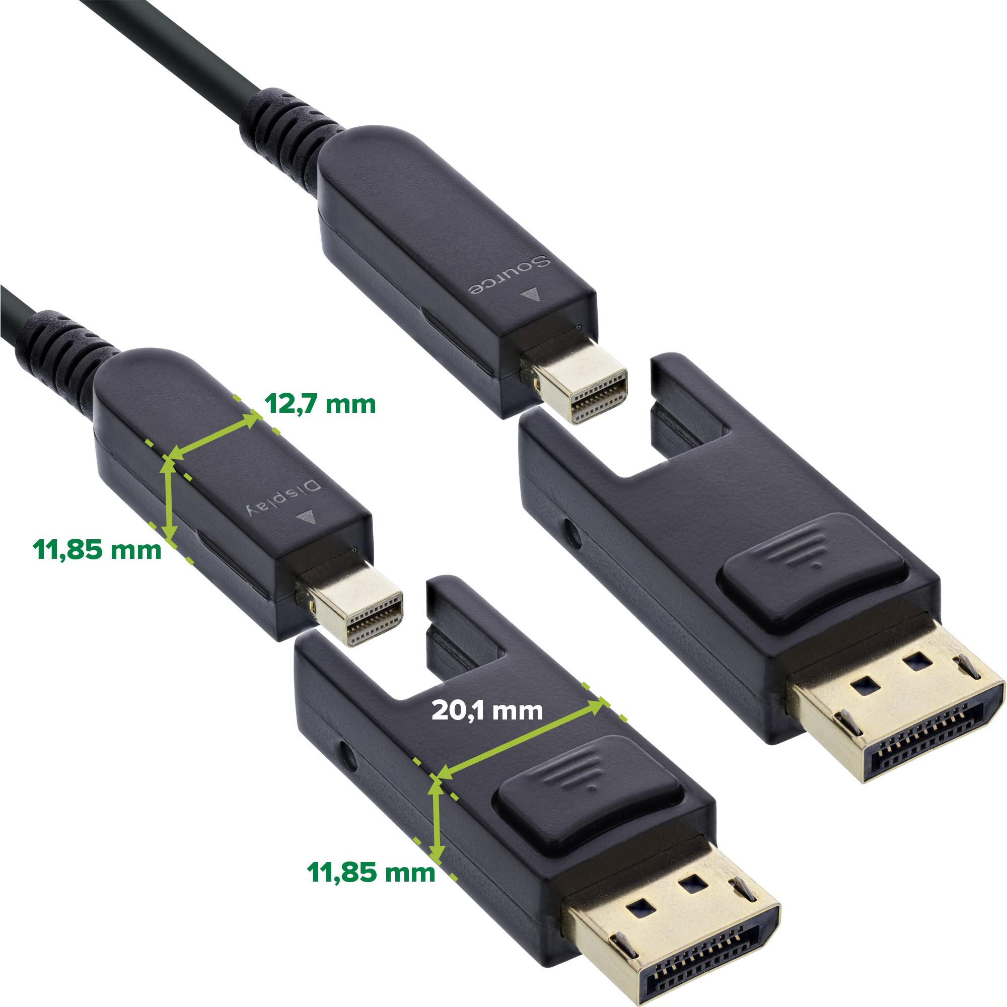 InLine DisplayPort 1.4 AOC Kabel, 8K4K, DisplayPort Stecker abnehmbar, 15m (15 m, DisplayPort), Video Kabel