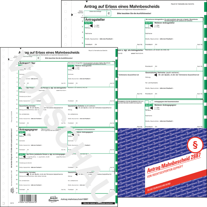 Produktbild Avery Mahnbescheid (2 x)