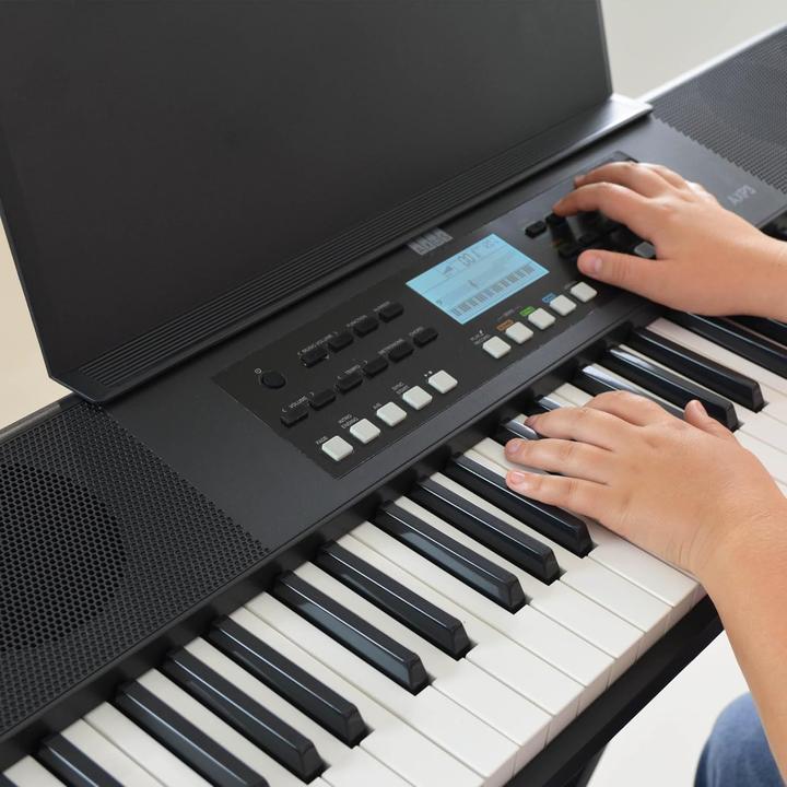Actual product image Axus 61-Key Portable Touch-Sensitive Lightweight Keyboard with Power Supply, 450 Voices, and Music Stand (61 Keys)