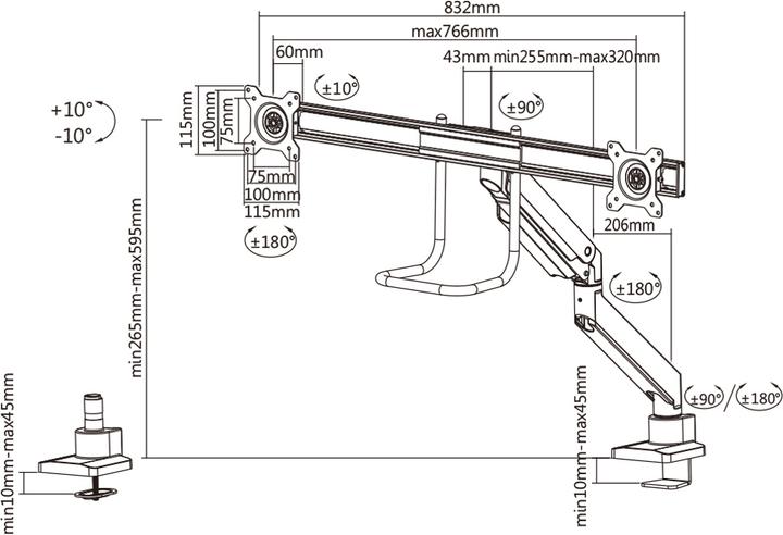 Produktbild Neomounts NM-D775DXBLACK (Tisch, 32", 8 kg)