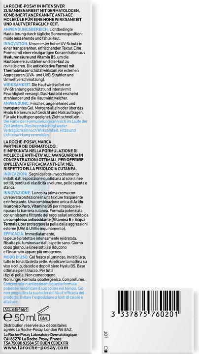 Actual product image La Roche Posay Hyalu B5 Aquagel UV German/Italian/French Gel (50 ml, Day cream, SPF 30)