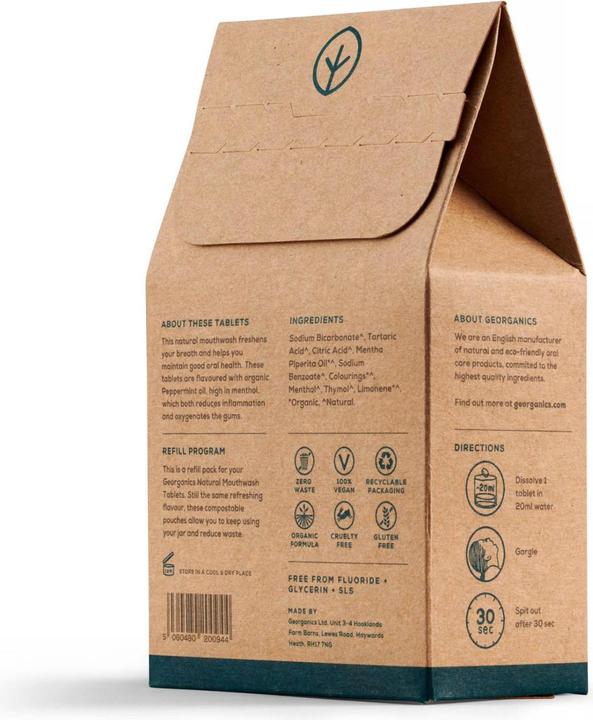 Actual product image Georganics Mouthwash tablets refill- Peppermint (Mouthwash)
