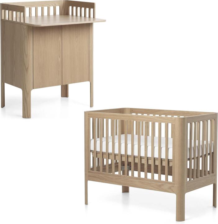Image du produit Flexa Nova Commode à langer avec lit bébé et matelas Oak (Lit de bébé)