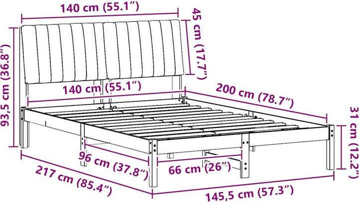 Image du produit vidaXL Modernes Bett (140 x 200 cm)