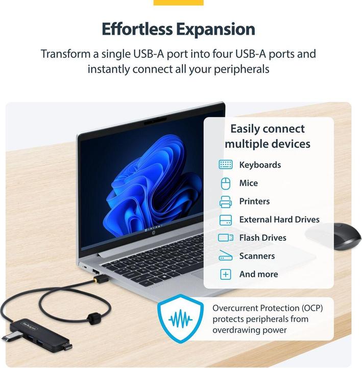 Produktbild StarTech 4-Port USB-A Hub 5gbps Powered Nms Ns Perp (USB-C, 4 Ports)