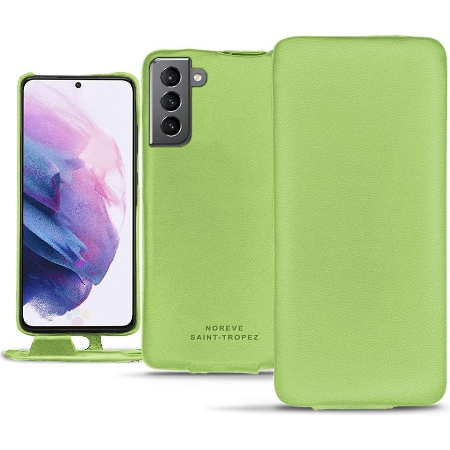 Noreve Lederschutzhülle vertikal (Samsung Galaxy S21), Smartphone Hülle, Grün