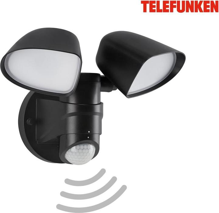 Actual product image Telefunken LED sensor floodlight IP44 2x10W 1000 lm 4000 K neutral white H 160 mm black (1000 lm, IP44)