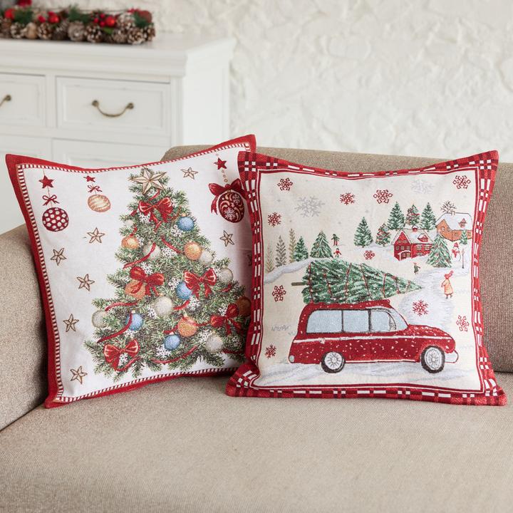 Produktbild Angela Bruderer Kissenhülle «Weihnachtsauto» (45 x 45 cm)