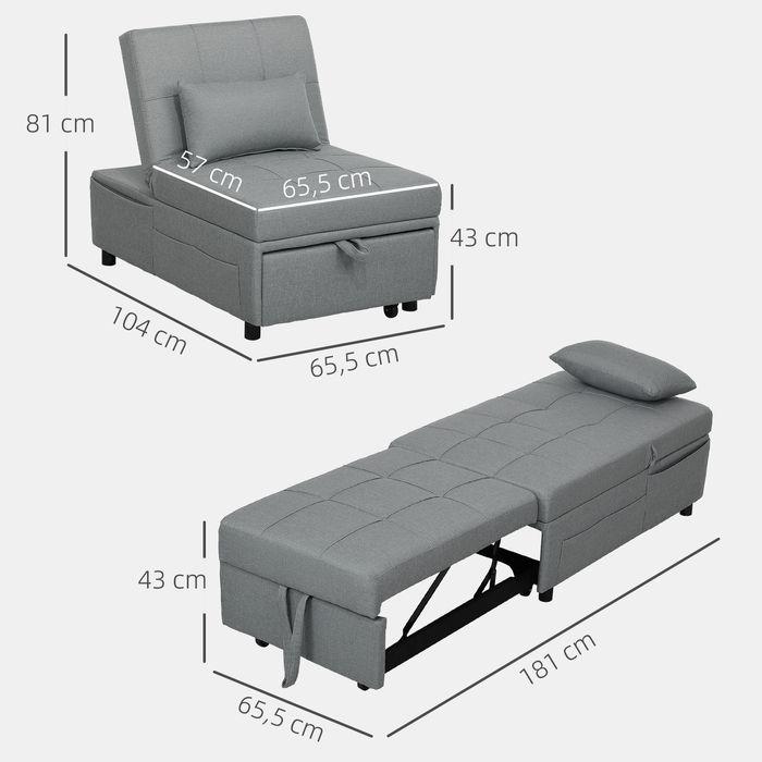Immagine prodotto Swisshandel24 3-in-1 Schlafsessel mit Bettfunktion, ausziehbares Schlafsofa, Schlafstuhl, bis 150kg, hellgrau