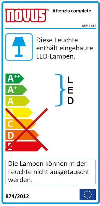 Energie-Label Novus Attenzia LED Lampe mit SlatWal 1708Im/silber/inkl. SlatWalladapter (1708 lm)