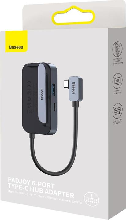Image du produit Baseus Adaptateur PadJoy 6 ports Type-C HUB gris foncé (USB-C, 6 ports)