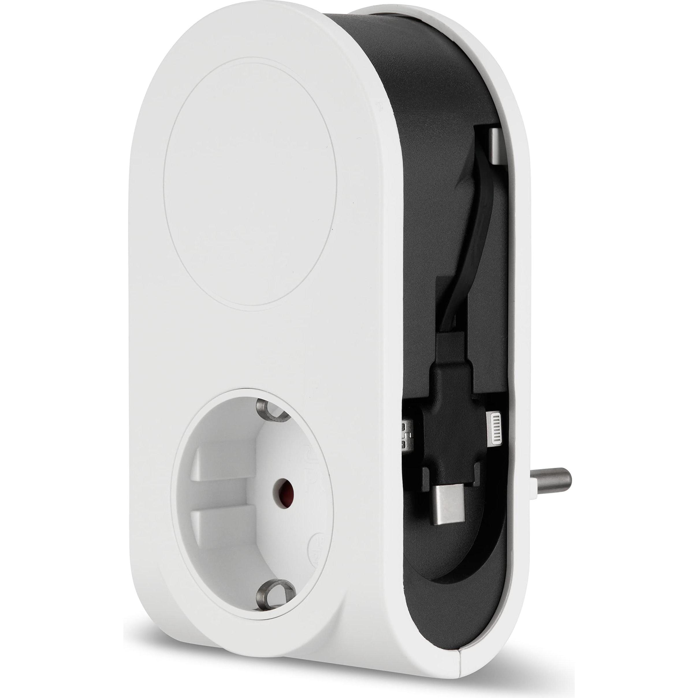 REV Caricatore USB Flex 3in1 0,8 m + 1x presa (15.50 W), Caricatore USB, Bianco