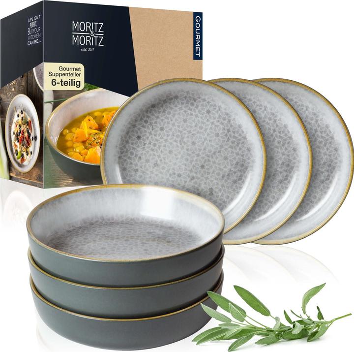 Actual product image Moritz & Moritz TERRA 6-piece soup plate grey 700 ml each (6 pcs.)