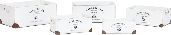 Actual product image Esprit Set of decorative boxes Home Sanderford White Fir wood 35 x 22 x 15 cm (5 Pieces)