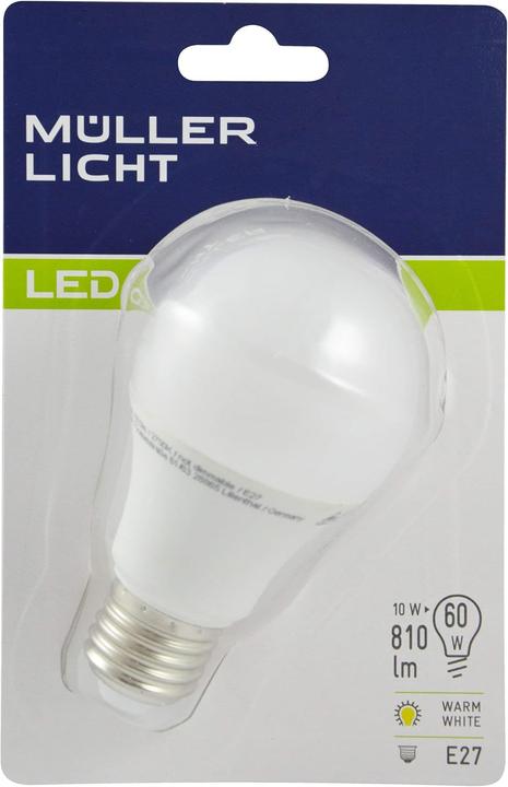 Image du produit Müller Licht Ampoules LED E27 810lm 10 watts blanc chaud (E27, 810 lm, 1 x)