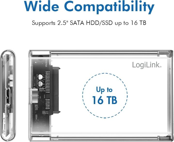Productafbeelding LogiLink Harde schijf behuizing 2,5", HDD/SSD, USB 3.0, zonder gereedschap (2.5")