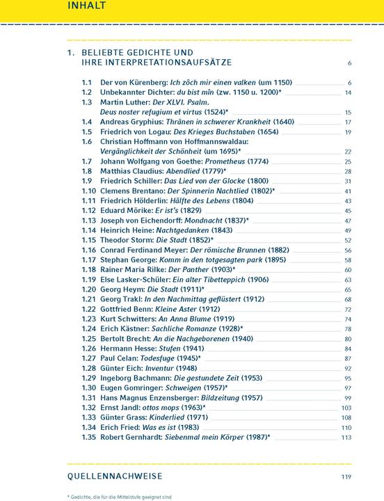 Produktbild Beliebte Gedichte interpretiert 9.-12./13. SJ. G8/G9 (Deutsch, Thomas Möbius, 2014)