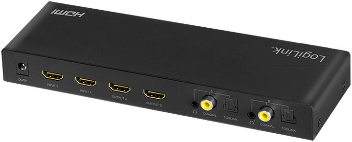 Produktbild LogiLink Switch 4x2 HDMI, 4K 60Hz, auf Pult