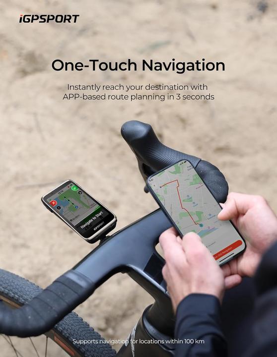Actual product image iGPSport BiNavi Touch Screen GPS Cycling Computer Grey