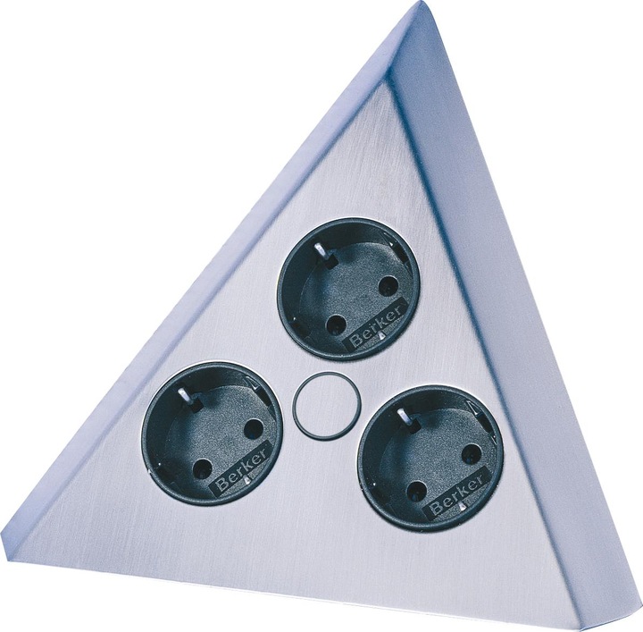 Produktbild Thebo Licht Steckdosenelement ST 3007-C in Pyramidenform und 3 Anschlüssen / Ecksteckdosen / Edel (3 x, CEE 7/3, 2 m)
