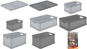 Actual product image keeeper Storage box ""robert"", 64 litres, nordic-grey Load capacity: 30 kg, food-safe, acid- and (60 x 40 x 32 cm, 64 l)