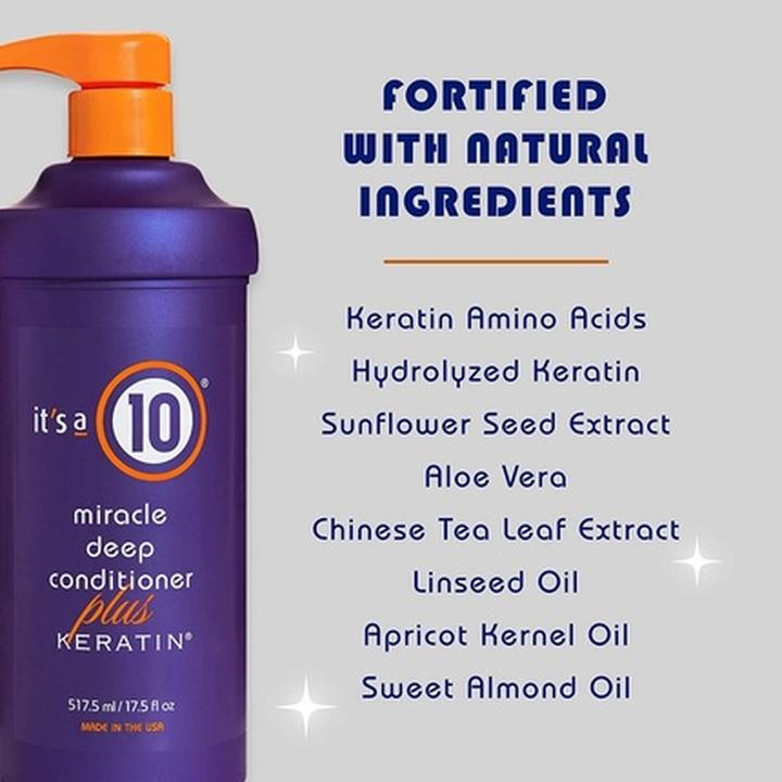 Actual product image It's A 10 Miracle Deep Conditioner Plus KERATIN 517.5ml/ 17.5oz (500 ml)