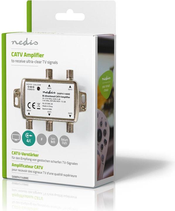 Produktbild Nedis CATV-Verstärker Verstärkung dBi (bei Antennenkabel): 9 dB 85-1218 MHz Anzahl der Ausgänge: 4 (9 dB, Antennenkabel)