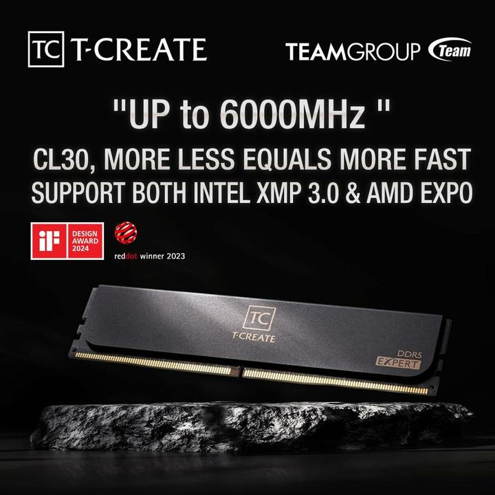 Actual product image Teamgroup Expert (2 x 16GB, 6000 MHz, DDR5 RAM, DIMM)