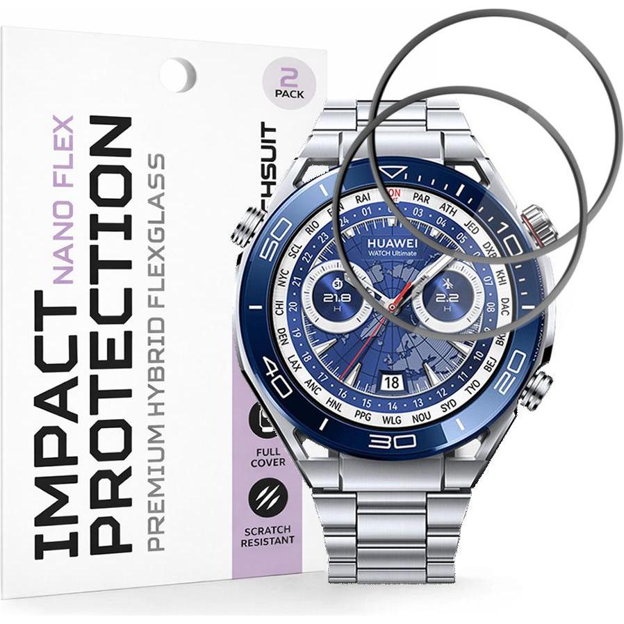 Techsuit - Nano Flex (2 pack) - Huawei Watch Ultimate / Ultimate 2 - Black, Accessori per smartwatch, Nero