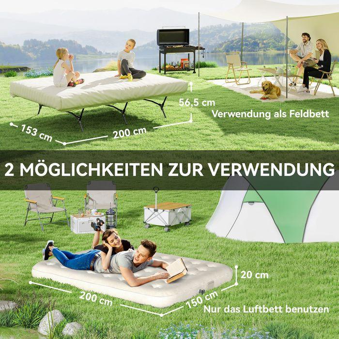 Actual product image Swisshandel24 Feldbett Campingbett mit Luftmatratze Pumpe 200 x 153 cm belastbar bis 200 kg