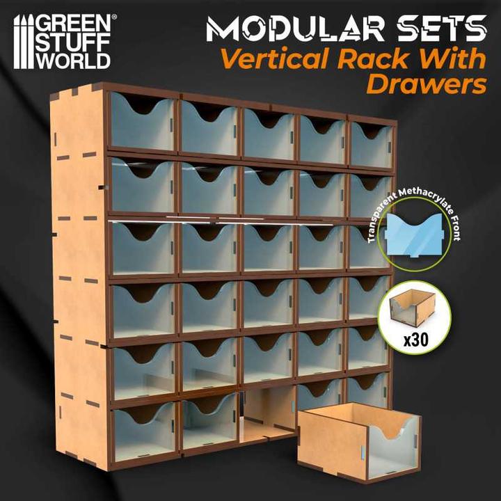 Actual product image Green Stuff World MDF Vertical rack with 30 Drawers