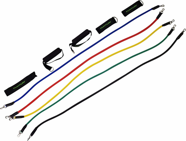 Produktbild Tunturi Multifunktionales Widerstandsbänder Set - Resistance Band Set (1.20 m, Extra Leicht, Leicht, Mittel, Stark, Extra Stark)