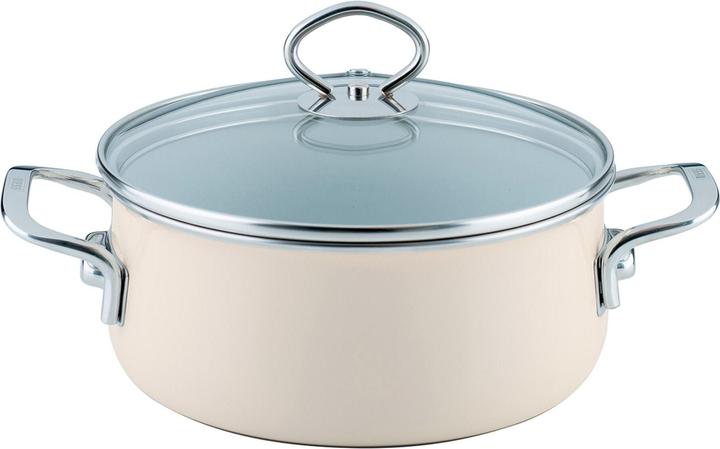 Produktbild Riess Kasserolle m.Glasdeck. 20cm,2L (Kochtopf, Emaille, 20 x 14.80 cm)