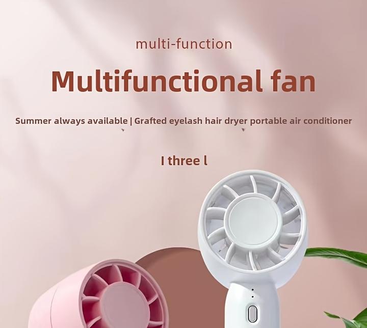 Actual product image PhoneLook Mini USB Ventilator tragbar wiederaufladbar 3 Geschwindigkeiten mit Ständer