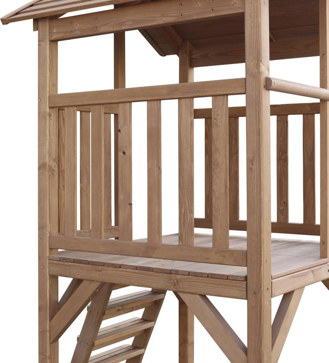 Produktbild Axi Beach Tower Spielturm mit Doppelschaukel braun - weisse Rutsche