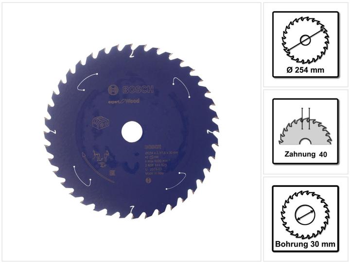 Produktbild Bosch Professional Zubehör Akku-Kreissägeblatt Expert for Wood, 254 x 2,1/1,6 x 30, 40 Zähne