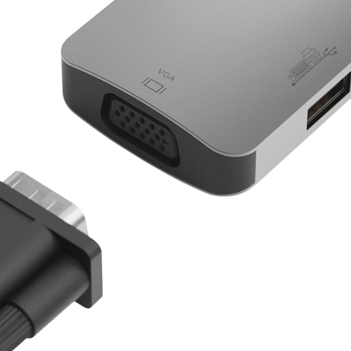 Actual product image LINQ Connects USB-C -> 1x HDMI, 1x DP, 1x miniDP, 1x VGA, 1x USB-C, 2x USB-A LQ48019 grey (USB-C, 7 ports)