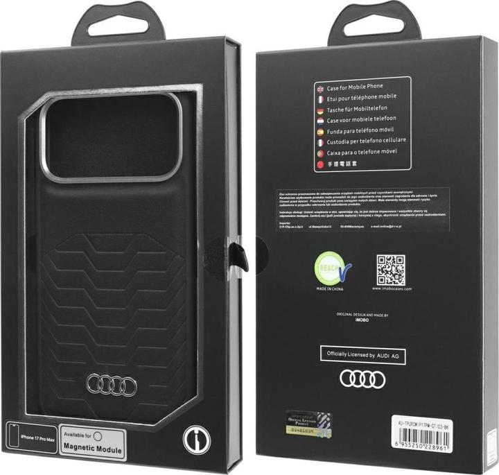 Actual product image Audi Case GT Synthetic Leather MagSafe for iPhone 17 Pro Max black (Apple iPhone 17 Pro Max)
