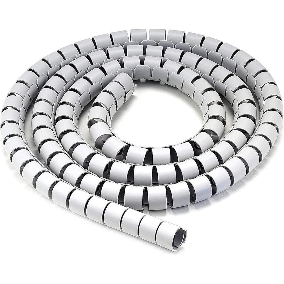 Techly, Canale passacavi, Guaina Raccoglicavi Diametro 20mm a Spirale 30m Grigio (Tubo a spirale per cavi, 3000 cm)
