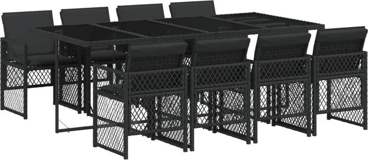 Produktbild VidaXL Gartenmöbel Essgruppe Gartengarnitur Sitzgruppe 9tlg. Schwarz Poly Rattan (220 cm)