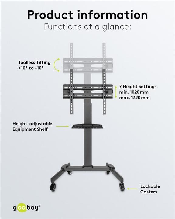 Immagine prodotto Goobay Supporto per presentazione TV Basic L (Universale, 70", 35 kg)