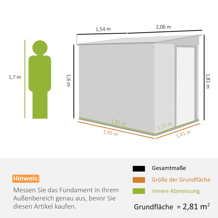 Produktbild Outsunny Gartenhaus Stahl Hellgrau