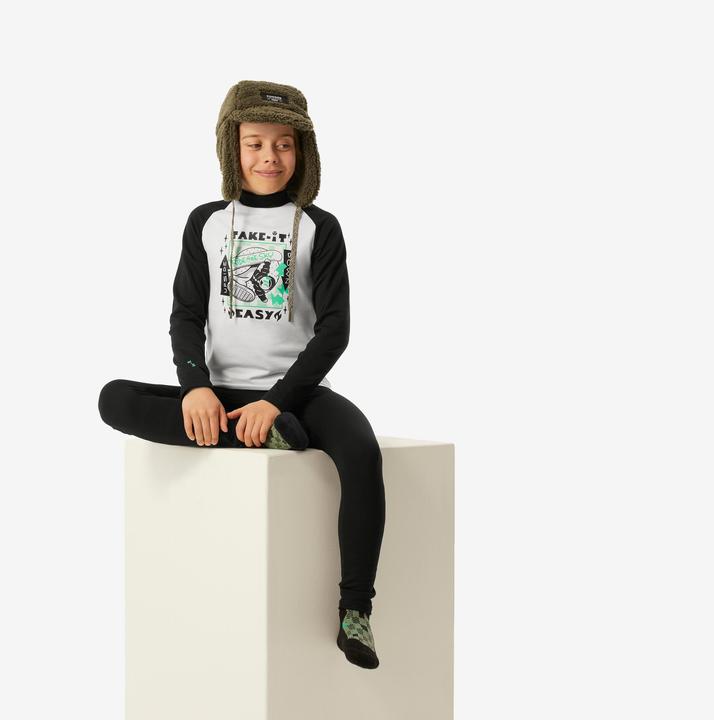 Actual product image Wedze Ski underwear functional shirt for children - BL 500 black/white with motif (140)