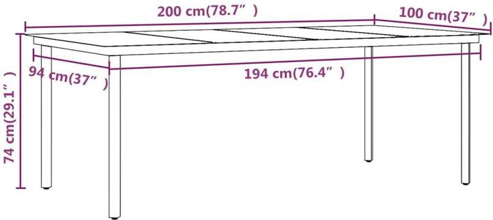 Produktbild vidaXL Garten Essgruppe (200 x 100 x 74 cm)